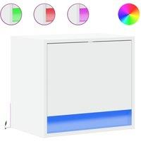 Berkfield Home Wall-mounted Bedside Cabinets with LED Lights 2 pcs White