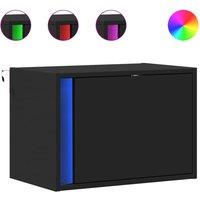 Berkfield Home Wall-mounted Bedside Cabinets with LED Lights 2 pcs Black