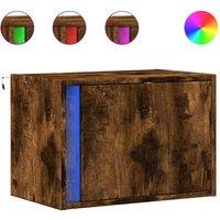 Berkfield Home Wall-mounted Bedside Cabinets with LED Lights 2 pcs Smoked Oak in Brown