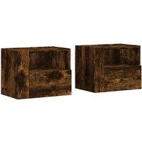 Berkfield Home Wall-mounted Bedside Cabinets 2 pcs Smoked Oak 45x30x35 cm in Brown | Size: 45 x 30 x 35 cm