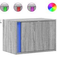 Berkfield Home Wall-mounted Bedside Cabinets with LED Lights 2 pcs Grey Sonoma