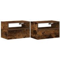 Berkfield Home Wall-mounted Bedside Cabinets 2 pcs Smoked Oak 45x26x28.5 cm in Brown