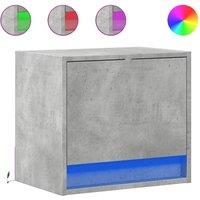 Berkfield Home Wall-mounted Bedside Cabinets with LED Lights 2 pcs Concrete Oak in Grey