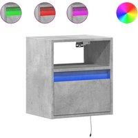 Berkfield Home Wall-mounted Bedside Cabinets with LED Lights 2 pcs Concrete Grey