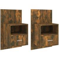 Berkfield Home Wall-mounted Bedside Cabinets 2 pcs Smoked Oak in Brown