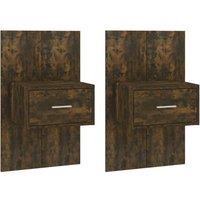 Berkfield Home Wall-mounted Bedside Cabinets 2 pcs Smoked Oak in Brown