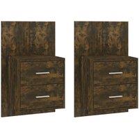 Berkfield Home Wall-mounted Bedside Cabinets 2 pcs Smoked Oak in Brown