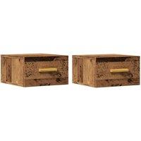 Berkfield Home Wall-mounted Bedside Cabinets 2 pcs Old Wood 35x35x20 cm in Brown | Size: 35 x 35 x 20 cm