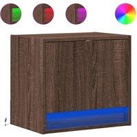 Berkfield Home Wall-mounted Bedside Cabinets with LED Lights 2 pcs Brown Oak