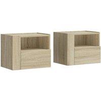 Berkfield Home Wall-mounted Bedside Cabinets 2 pcs Sonoma Oak 45x30x35 cm in Brown | Size: 45 x 30 x 35 cm
