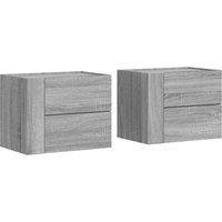 Berkfield Home Wall-mounted Bedside Cabinets 2 pcs Grey Sonoma 45x30x35 cm | Size: 45 x 30 x 35 cm