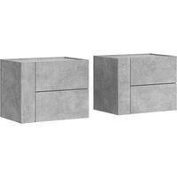 Berkfield Home Wall-mounted Bedside Cabinets 2 pcs Concrete Grey 45x30x35 cm | Size: 45 x 30 x 35 cm
