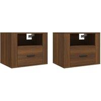 Berkfield Home Wall-mounted Bedside Cabinets 2 pcs Brown Oak 50x36x40 cm | Size: 50 x 36 x 40 cm