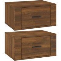 Berkfield Home Wall-mounted Bedside Cabinets 2 pcs Brown Oak 50x36x25 cm | Size: 50 x 36 x 25 cm