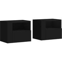 Berkfield Home Wall-mounted Bedside Cabinets 2 pcs Black 45x30x35 cm | Size: 45 x 30 x 35 cm