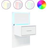 Berkfield Home Wall-mounted Bedside Cabinet with LED Lights White