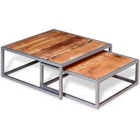 Berkfield Home Two Piece Coffee Table Set Solid Acacia Wood in Brown