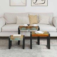 Berkfield Home Three Piece Nesting Tables Solid Reclaimed Wood