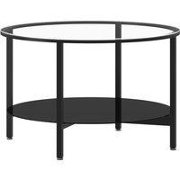 Berkfield Home Tea Table Black & Transparent 70 cm Tempered Glass