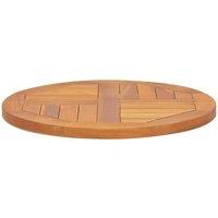 Berkfield Home Table Top Solid Teak Wood Round 2.5 cm 50 cm in Brown