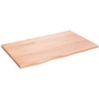 Berkfield Home Table Top Light Brown 80x50x2 cm Treated Solid Wood Oak | Size: 80 x 50 x 2 cm
