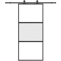 Berkfield Home Sliding Door with Hardware Set Black 90x205 cm Tempered Glass