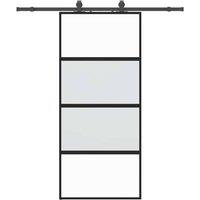 Berkfield Home Sliding Door with Hardware Set Black 90x205 cm Tempered Glass
