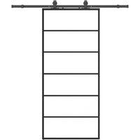 Berkfield Home Sliding Door with Hardware Set Black 90x205 cm ESG Glass