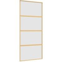 Berkfield Home Sliding Door Gold 90x205 cm Frosted ESG Glass & Aluminium