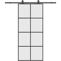 Berkfield Home Sliding Door with Hardware Set Black 90x205 cm ESG Glass