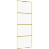 Berkfield Home Sliding Door Gold 76x205 cm Clear ESG Glass & Aluminium
