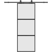 Berkfield Home Sliding Door with Hardware Set Black 76x205 cm Tempered Glass