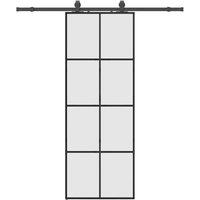Berkfield Home Sliding Door with Hardware Set Black 76x205 cm ESG Glass