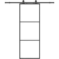 Berkfield Home Sliding Door with Hardware Set Black 76x205 cm ESG Glass