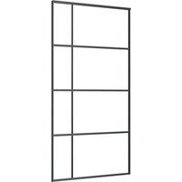 Berkfield Home Sliding Door Frosted ESG Glass & Aluminium 102.5x205 cm Black