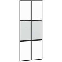 Berkfield Home Sliding Door Black 90x205 cm Tempered Glass & Aluminium