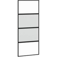 Berkfield Home Sliding Door Black 90x205 cm Tempered Glass & Aluminium