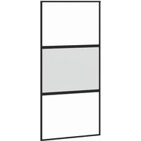 Berkfield Home Sliding Door Black 102.5x205 cm Tempered Glass & Aluminium