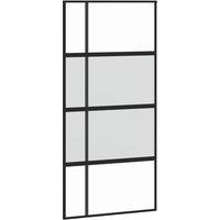 Berkfield Home Sliding Door Black 102.5x205 cm Tempered Glass & Aluminium