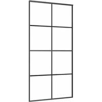 Berkfield Home Sliding Door Black 102.5x205 cm ESG Glass & Aluminium