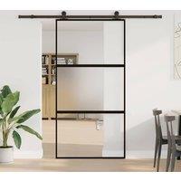 Berkfield Home Sliding Door with Hardware Set 102, 5x205 cm Tempered Glass&Aluminium in Black