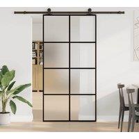 Berkfield Home Sliding Door with Hardware Set 102, 5x205 cm ESG Glass&Aluminium in Black