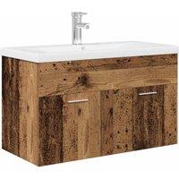 Berkfield Home Sink Cabinet with Built-in Basin Old Wood Engineered Wood in Brown