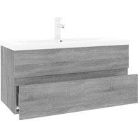 Berkfield Home Sink Cabinet with Built-in Basin Grey Sonoma Engineered Wood