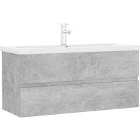Berkfield Home Sink Cabinet with Built-in Basin Concrete Grey Engineered Wood