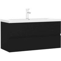 Berkfield Home Sink Cabinet with Built-in Basin Black Engineered Wood