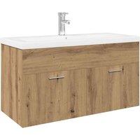 Berkfield Home Sink Cabinet with Built-in Basin Artisan Oak Engineered Wood in Brown