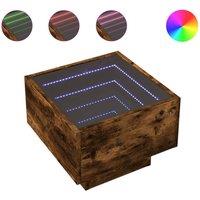 Berkfield Home Side Table with LED Smoked Oak 40x40x30 cm Engineered Wood in Brown | Size: 40 x 40 x 30 cm