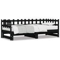 Berkfield Home Pull-out Day Bed Black 2x(80x200) cm Solid Wood Pine