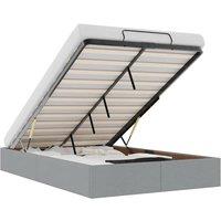Berkfield Home Ottoman Bed Frame without Mattress Light Grey Double Fabric